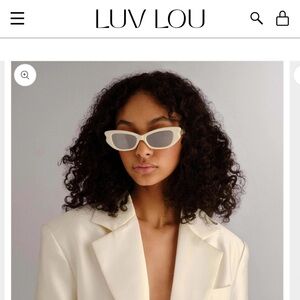 Luv Lou Chic Bone White Cat-Eye Sunglasses NIB Designer Brand